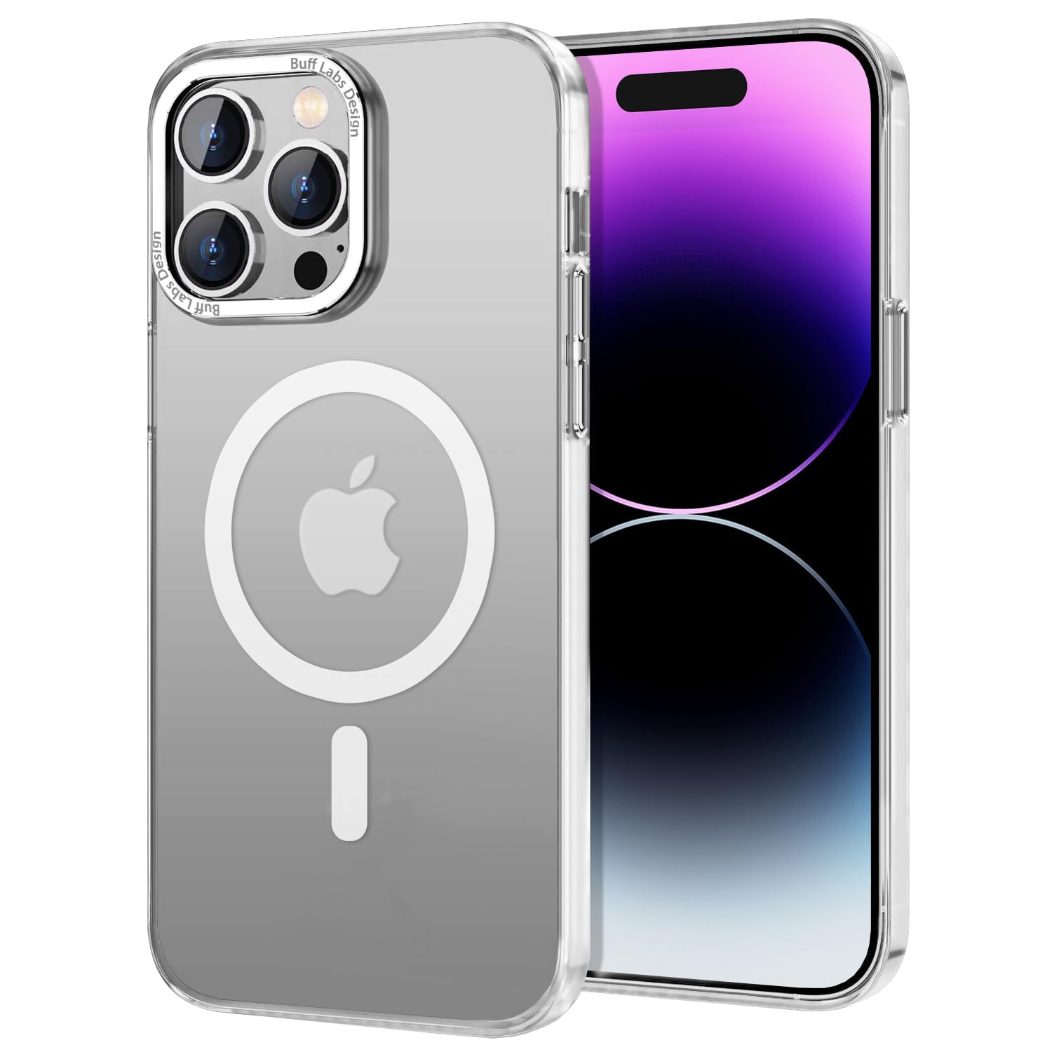 BUFF LABS iPhone 14 Pro Max TaoFit Manyetik Yarı Saydam Metal Çerçeve Kılıf (Beyaz)
