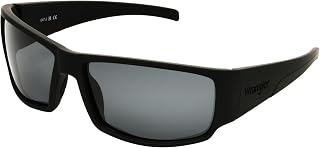 Wrangler Men's Kabel Hardline Polarized Wrap Sunglasses, Black, 64 mm