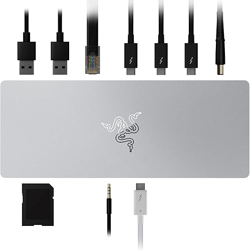 Razer Base Thunderbolt 4: 10 puertos en 1 - Salida dual 4K o única 8K - Hub USB A y C, 2.5 GbE Thunderbolt 3, Mac y PC Compatible - Certificado