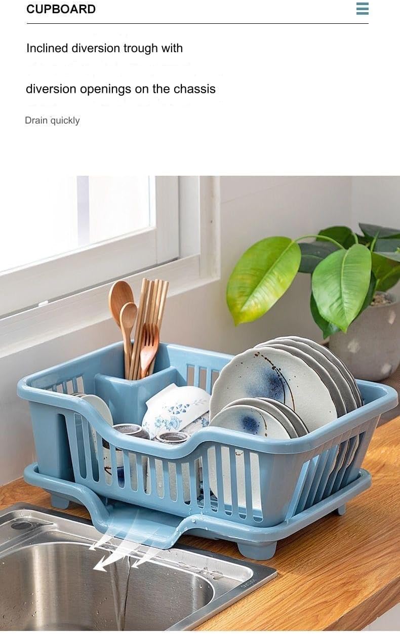 Dish Drying Rack Multifunctional Dish Rack for Kitchen Counter,Dish Rack with Drainboard, for Kitchen Counter and Sink, Large Sink Dish Drainer Dryer Rack Cup Holder,Chopstick Rest