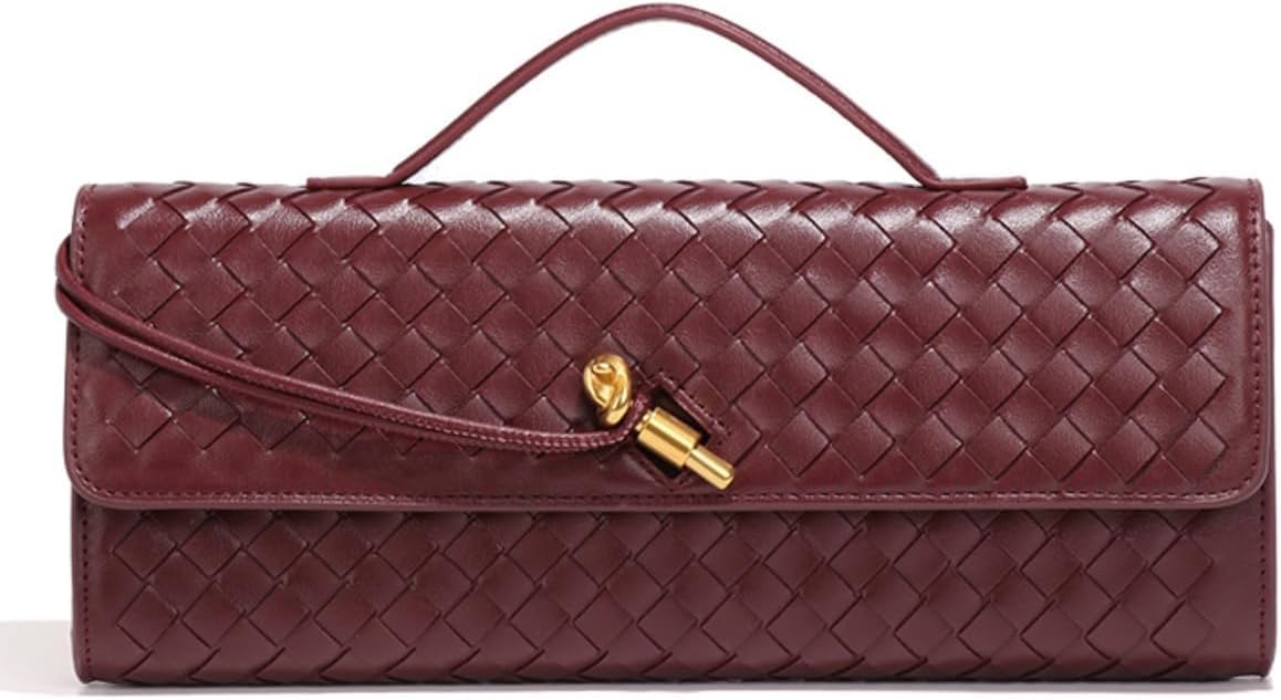 Trendy Woven Evening Clutch Purses Women Underarm Shoulder Handbag Cute Satchels Crossbody Purse PU Leather Wallet