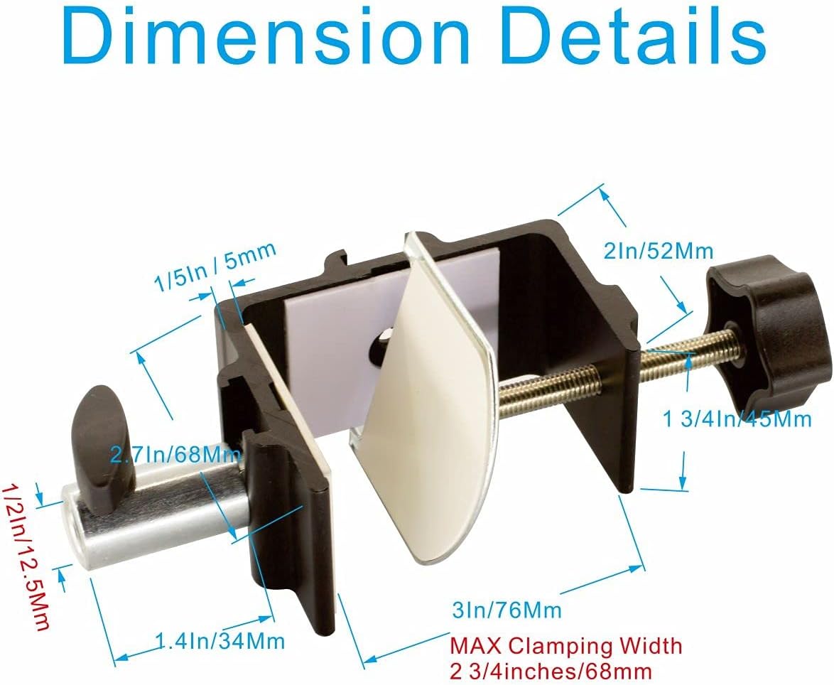 Heavy Duty Replacement Clamp for 1/2” Base Magnifying Lamp，Desk Lamp，Magnify Lamp，Swing Arm Lamp，Mic Microphone Suspension Boom Scissor Mount(Black)