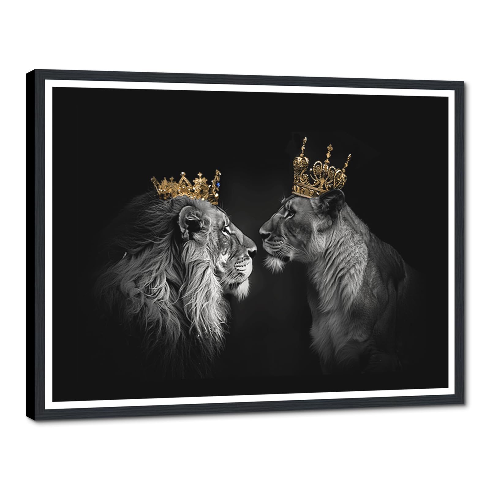 Novatique Lion Canvas Wall Art Lion Picture Wall Decor Animals Poster Painting Prints Framed Art Ready to Hang for Bathroom Bedroom Decor,12x16 inch