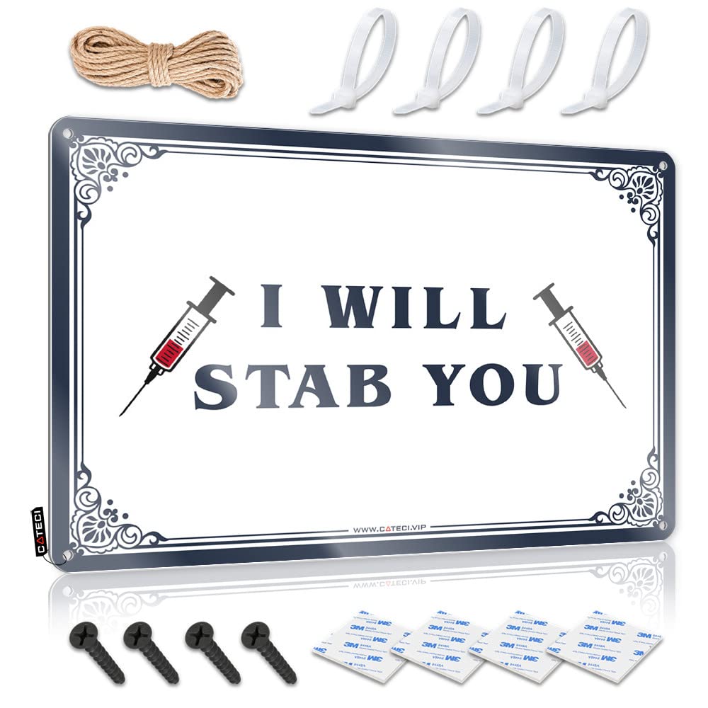 STWNVOITV Bar Metal Sign Decor I Will Stab You Tin Sign Old Signs Metal Vintage Funny Signs Billiard(20X30CM)
