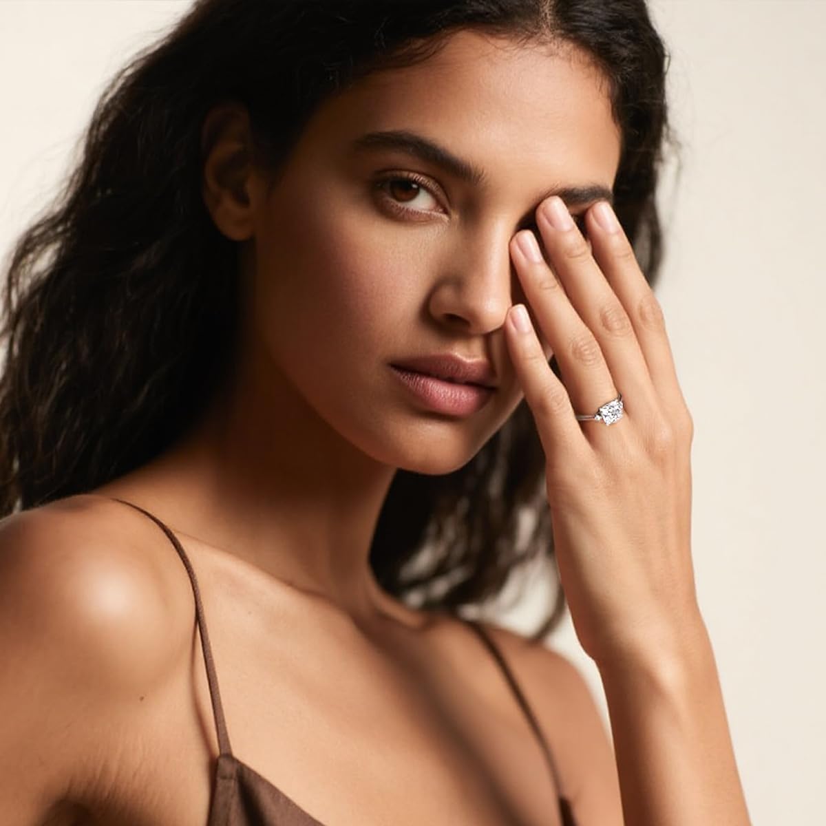 Women's Ring, 925 Sterling Silver Plated Gold, Elegant Halo Engagement Ring for Her Women Stackable Bands Jewelry - Image 3