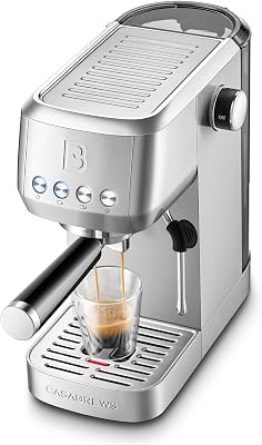 CASABREWS 3700 Essential Stainless Steel Espresso Machine with Steam Wand | 20-Bar Italian Pump, Powerful Steam Wand, 43.9oz Removable Water Tank, Compact Espresso Maker for Home, Cappuccino & Latte
