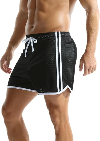 Mens Mesh Shorts 3 Inch Inseam Workout Running Athletic Shorts with Pockets
