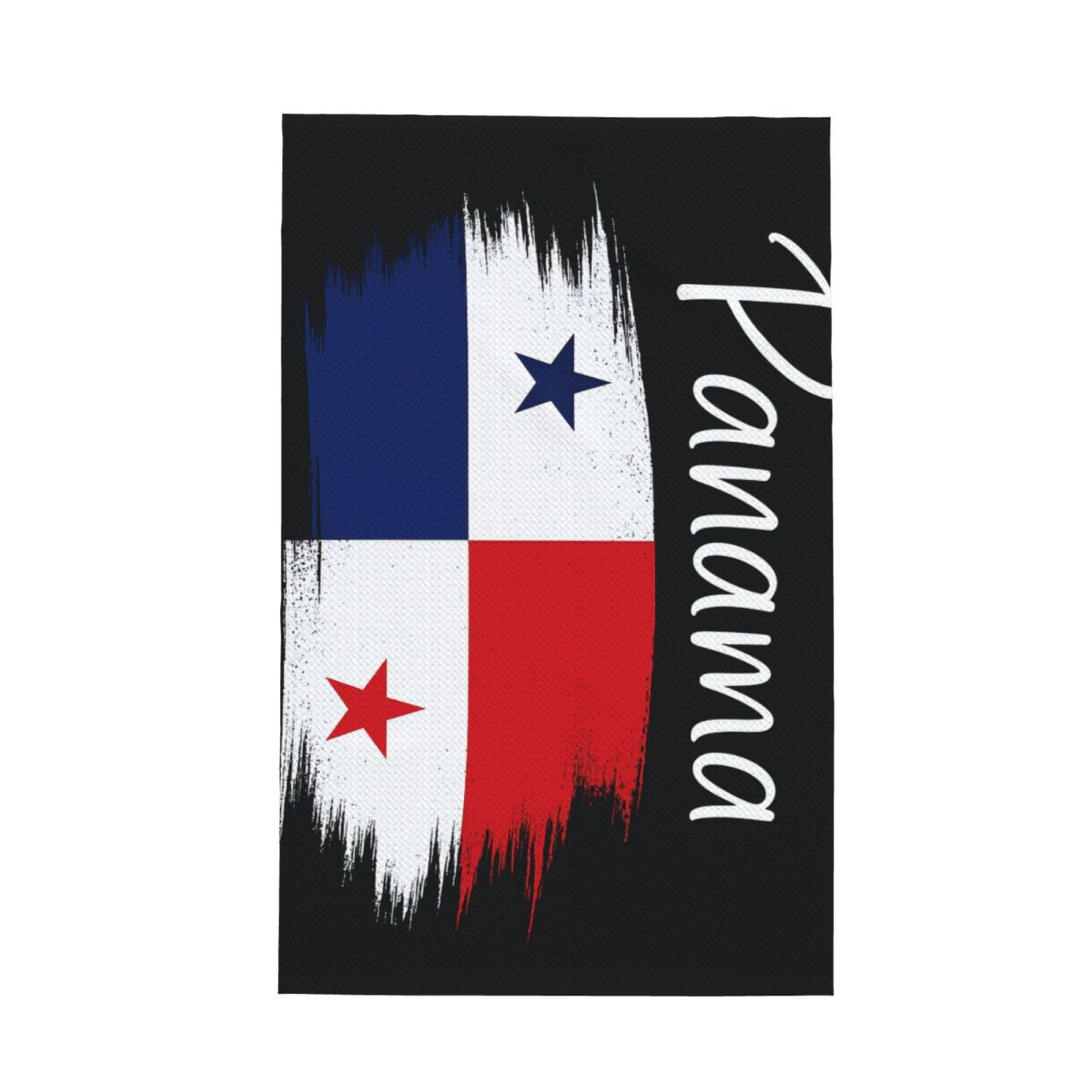 Xxahnbm Black Panama Flag Artistic Brush Print Waffle Kitchen Towel,Absorbent Hand Towel