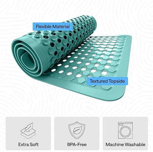 Miniatura 4 de Gorilla Grip - Alfombra de baño, ducha y bañera patentada, lavable a máquina, anti-bacteriana, sin BPA, látex, sin ftalatos, cuadrada, con agujeros