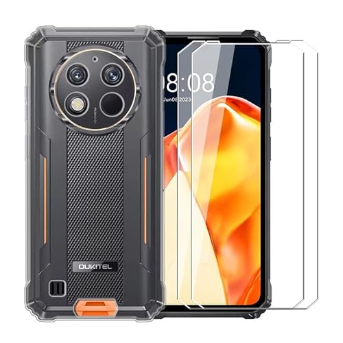 WDMYLFTW Case for Oukitel G1 + [2 Pack] Glass Screen Protector Tempered Film - Transparent Silicone Soft Flexible Bumper Shockproof TPU Protective Cover Shell for Oukitel G1 (Clear)