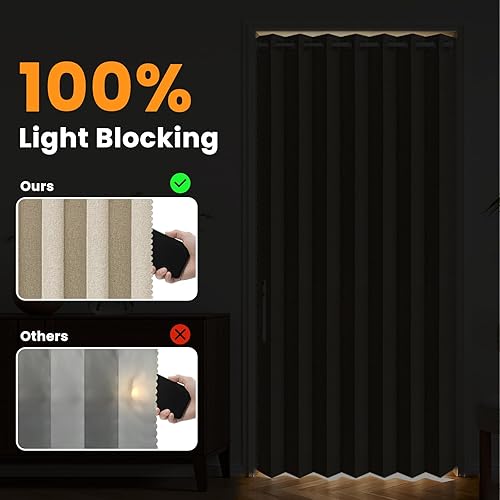 Miniatura 4 de AJAZZ Cortina de puerta corrediza invisible de acordeón 100% opaca para dormitorio, sala de estar, puerta, juego de cortinas incluidas, 1 paquete,