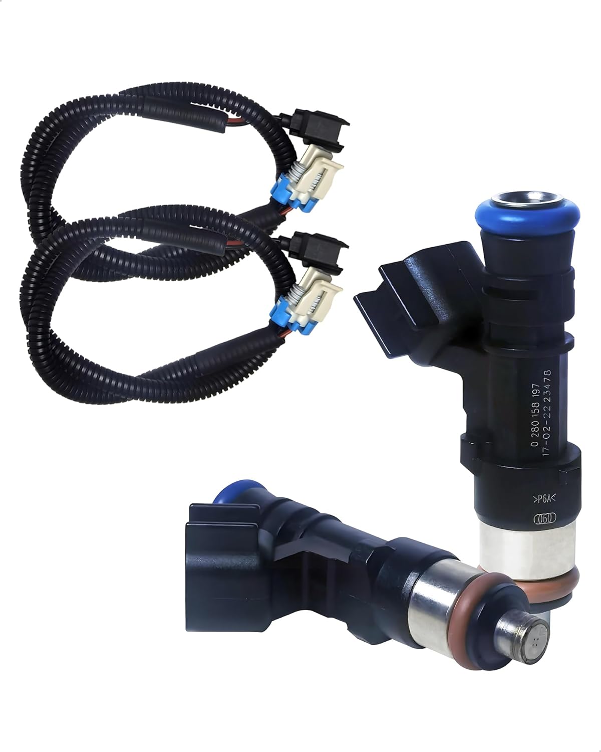 2-Pack Fuel Injector with Harness Compatible with Polaris Ranger Crew/XP/6x6 800 2011-2017, RZR 4/S 800 2011-2014 Replacement for 0280158197 1204318 1204319 GX1111IJ117XG