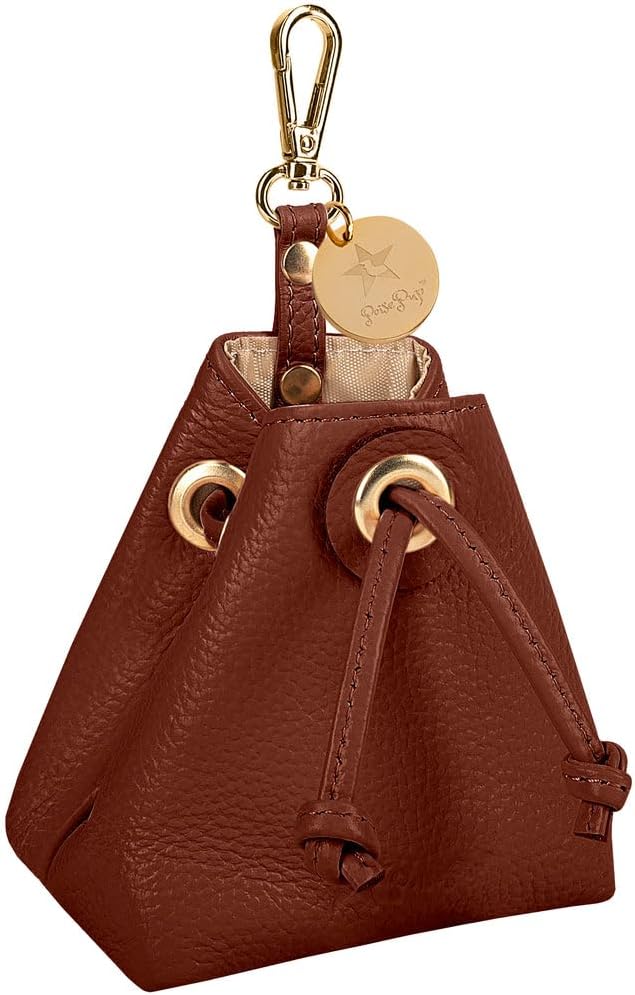 POISEPUP Genuine Leather Hands-Free Pet Walking and Training Treat Pouch for Dogs - Purple