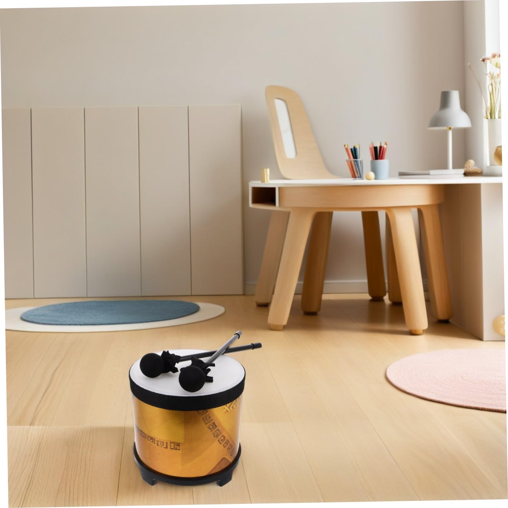 YARNOW Batteria Floor Tom per Bacchette Strumento Musicale Orff Educativo per Prima Infanzia Gioco Percussione Portatile per Lezioni di Musica e Scuola