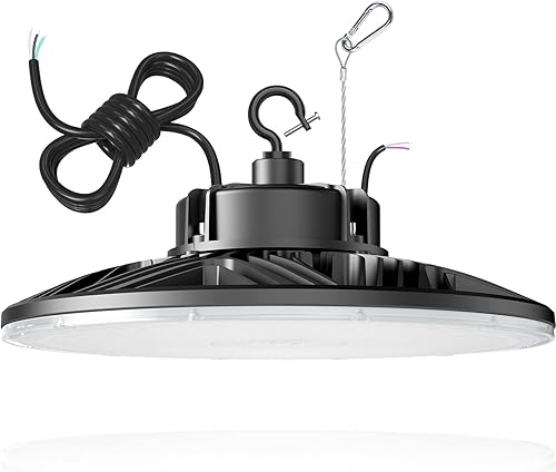 Luz LED de alta bahía con certificación UL y DLC 300W 43,500lm 5000K 0-10V regulable (Eqv.1200W MHHPS) Iluminación de bahía UFO para gimnasio Tienda