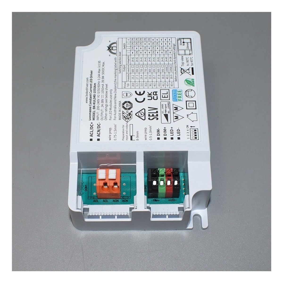 Driver LED Commerciale Professionale 1-10V con oscuramento Silenzioso, Alimentatore dimmerabile PWM RX ad Alta efficienza, Uscita di Corrente a 10 Livelli(30W 350-800mA)