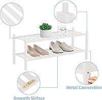 Vista 4 de Zapatero de bambú natural de 2 niveles Estante de almacenamiento apilable con combinaciones multifunción Zapateros independientes para una cómoda