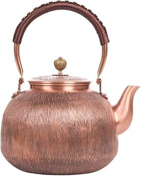 Retro Copper Teapot, Healthy Uncoated Kettle, Manual Pounding Thickened Coffee Pot, Multifunctional Hip Flask,A,2.2L