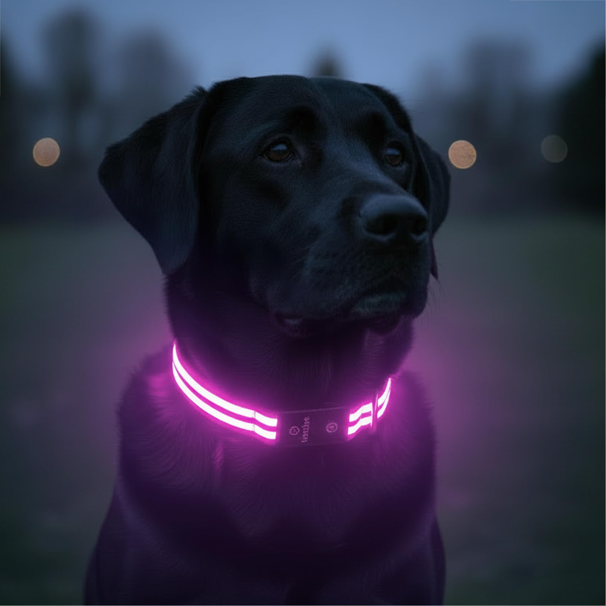 Tractive LED Light Up Dog Collar USB Rechargeable Waterproof (Pink)