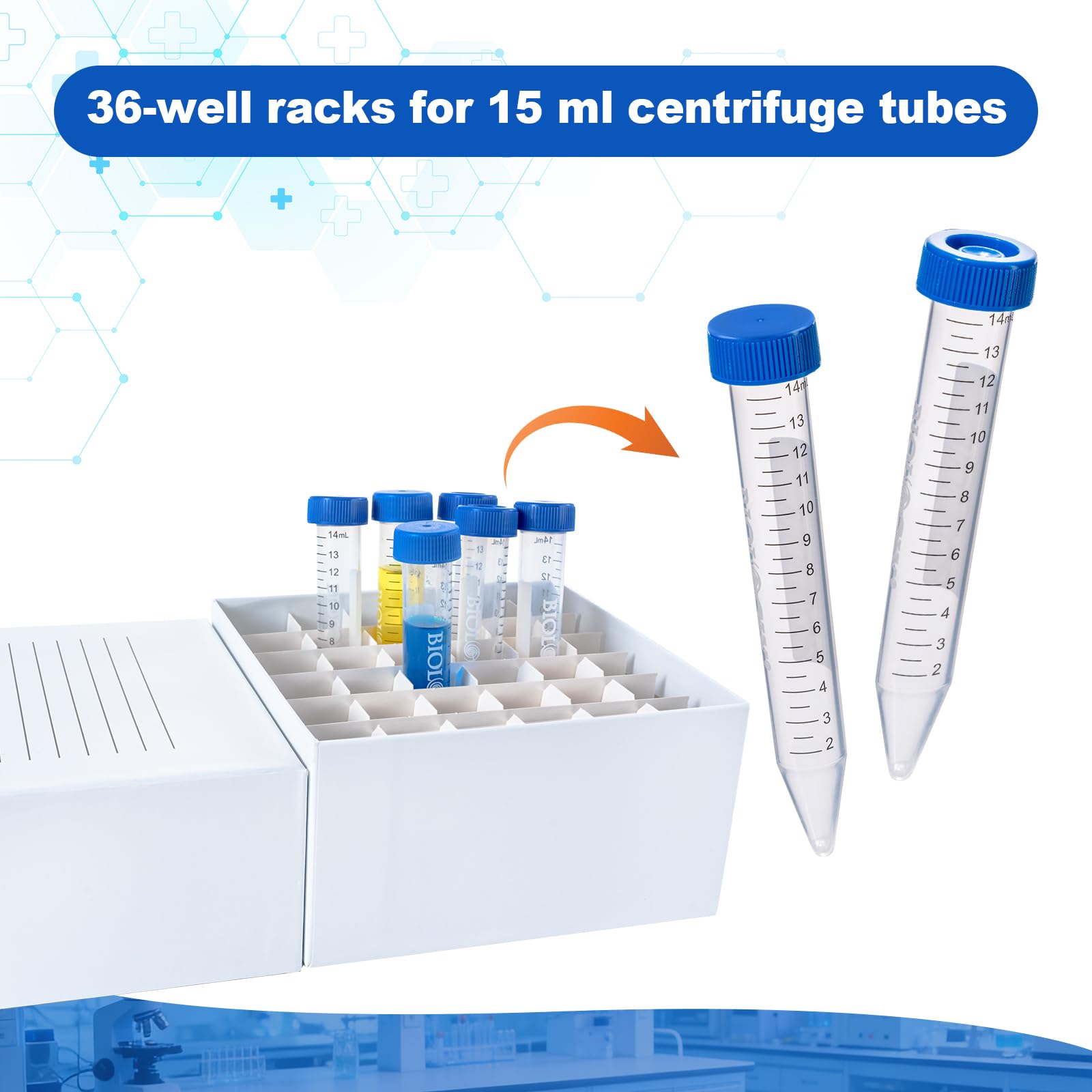 Cajas de cartón de 36 posiciones de 7.6 cm de altura, cajas de almacenamiento para tubos de 15 ml, cajas de almacenamiento de viales blancos, caja de 20 unidades