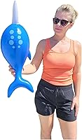 Vista 4 de Narval inflable de 24 pulgadas (azul) para decoración de fiesta de cumpleaños (1 unidad)