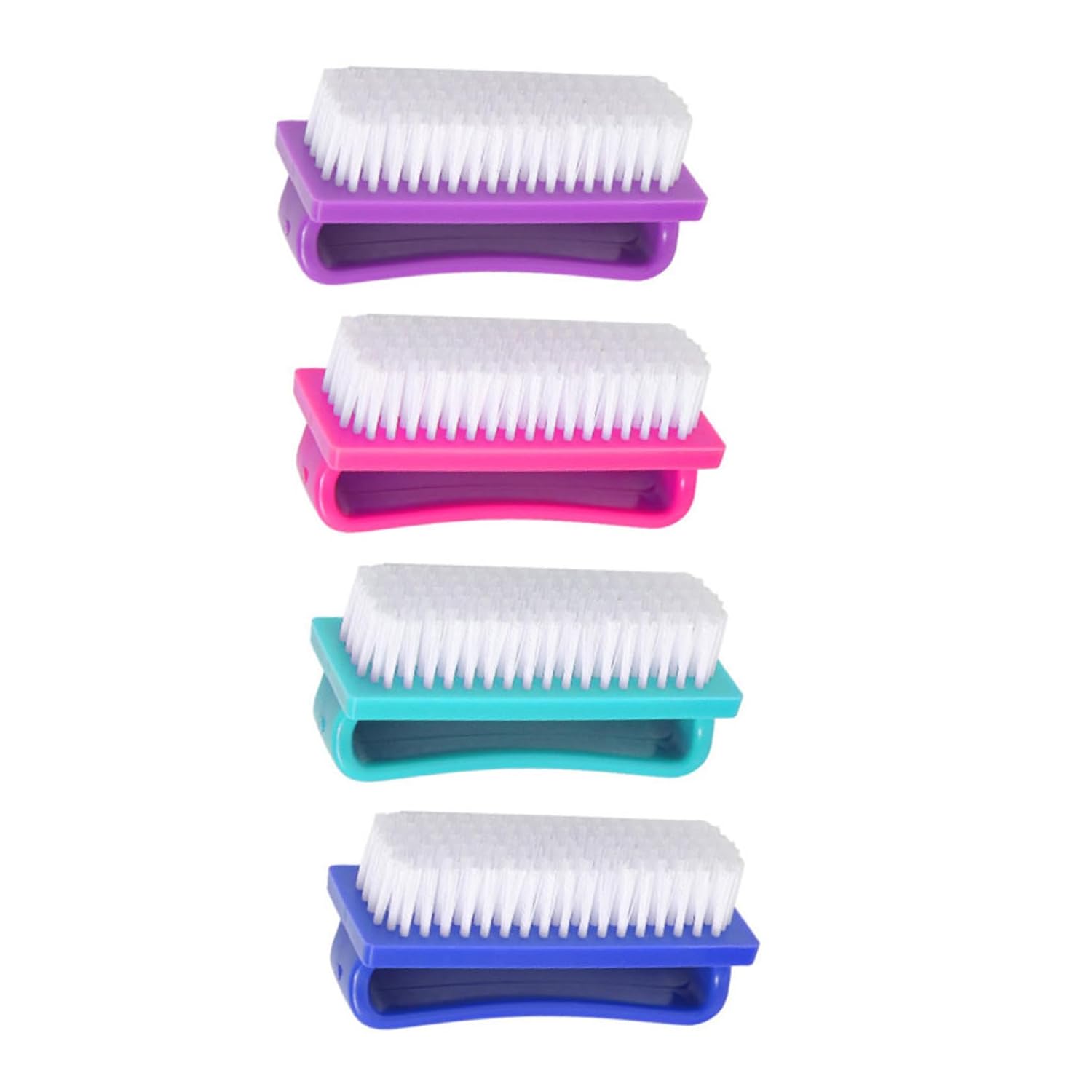 Unomor 4Pcs Fingernail Scrubber Brush Small Lightweight Nail Cleaning Tools with Fine Bristles PP Material for Hands Nails Feet Multipurpose Portable Random Color
