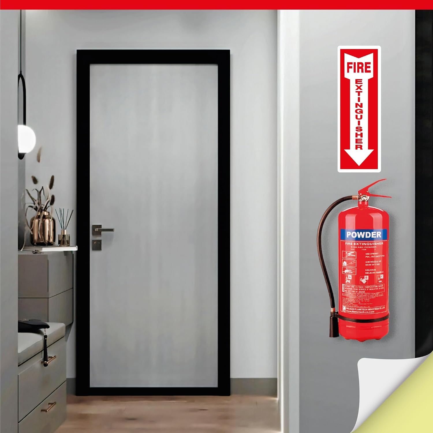 OLANZU Confezione da 24 cartelli estintori per affari - 4x12 PVC