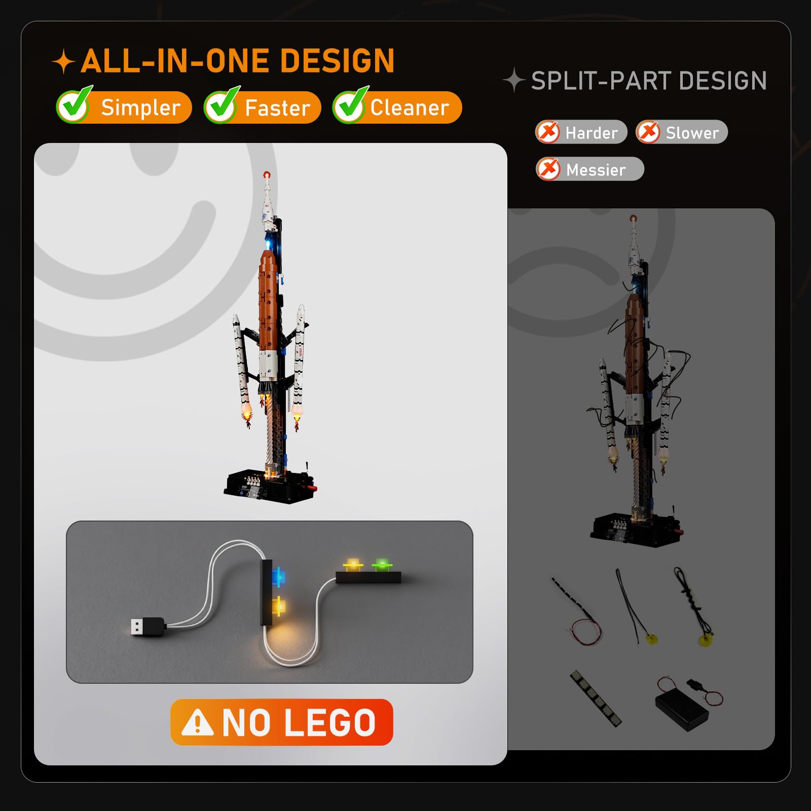 LIGHTAILING Set di Luci per Lego-42221 Sistema di lancio spaziale razzo NASA Artemis - Kit d'Éclairage LED Compatible avec les Modèles de Blocs de Construction Lego - Modèle Non Inclus