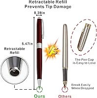 Vista 5 de Cambond Ballpoint Pens Red Pen - Black Ink Fancy Pens for Journaling Gift Business Men Police Flight Attendants, Smooth Writing 1.0 mm Medium Point