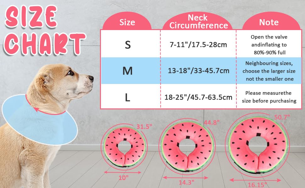 Niuoppy Inflatable Dog Collar for After Surgery Protective Inflatable Collar for Dogs and Cats Soft Pet Recovery Collar for Large Medium Small Dogs Cats (Fruit A - Image 4