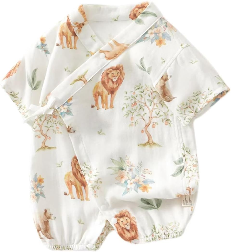 BINIDUCKLING Newborn Kimono Baby Japanese Clothes Summer Romper Muslin Cotton & Viscose from Bamboo