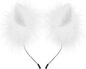 HalloweenFaux Fur Cat Ears Hair Clip Costume Ornament Furry Wolf Fox Tail Bell Leather Neck Chocker Cosplay Set