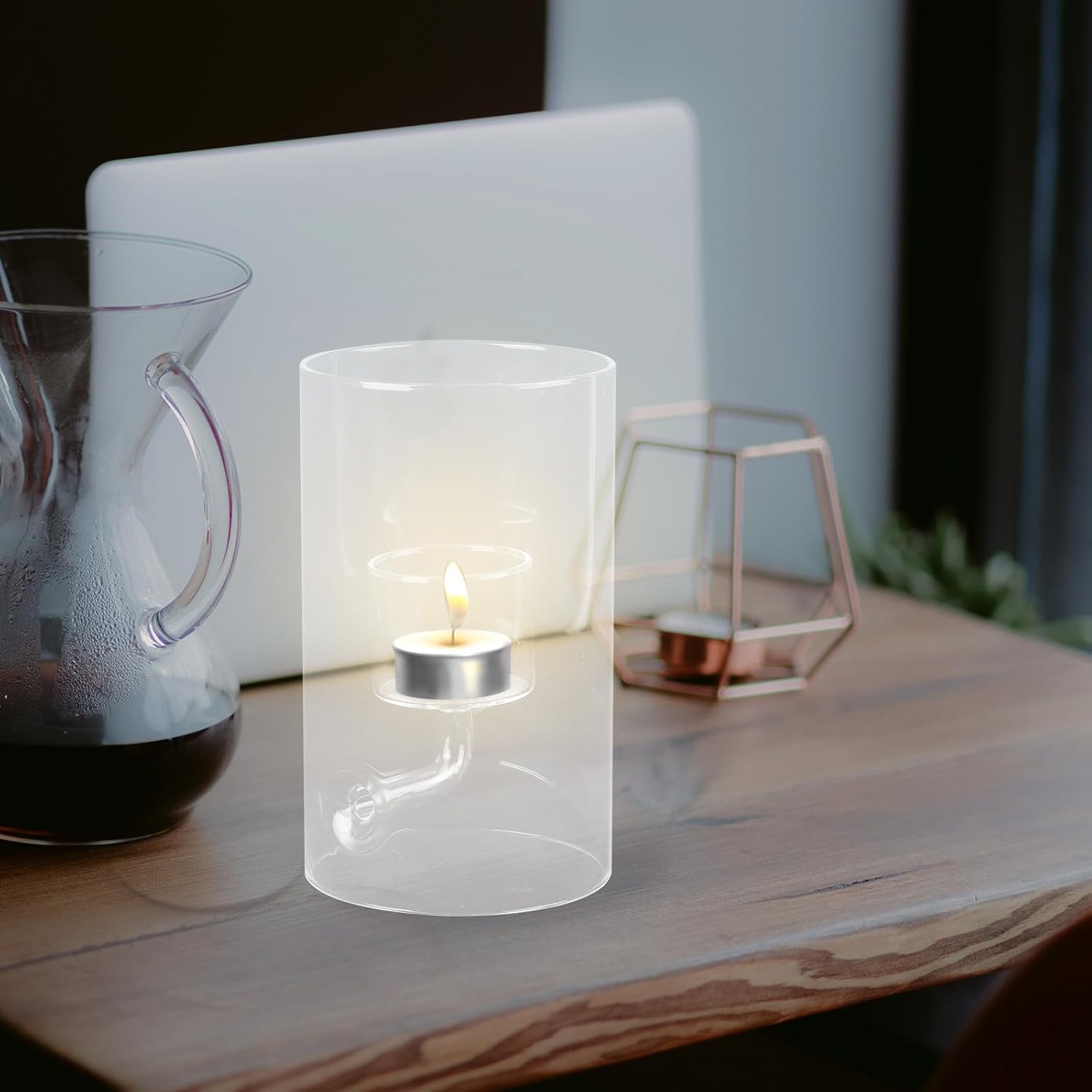 ORFOFE Candle Decorative Cylinder Protective Shade Glass Cover and Windproof, Simple Chic Cylindrical Design Home Use Suitable Holders Displays