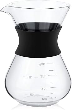 Milltrip Manual Hand Drip Coffee Maker - Glass Pot with Stainless Steel Filter