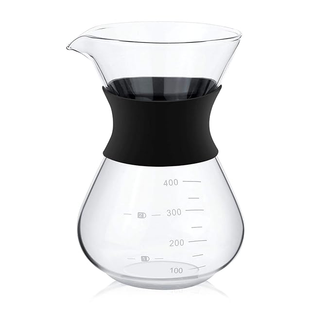 Milltrip Manual Hand Drip Coffee Maker - Glass Pot with Stainless Steel Filter
