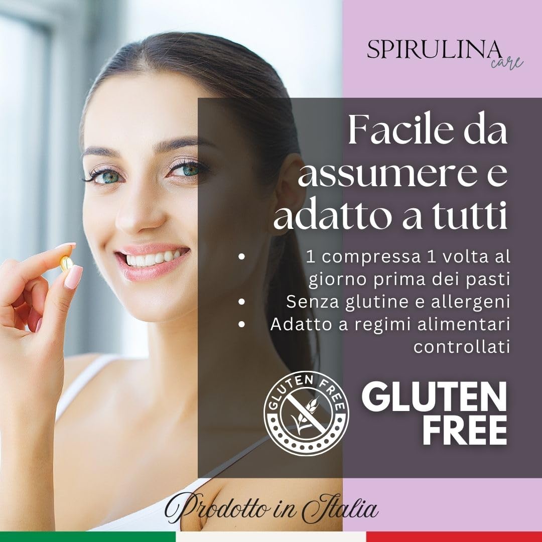 SPIRULINA BECAGLI - Semi d'uva (OPC) e Resveratrolo – Antiossidante per Pelle e Microcircolo con Spirulina, Tè Verde, Vitamina E e Selenio – 60 compresse da 800 mg