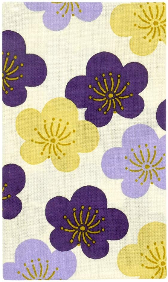 濱文様HAMAMONYO Tenugui 'Purple Ume Flowers'