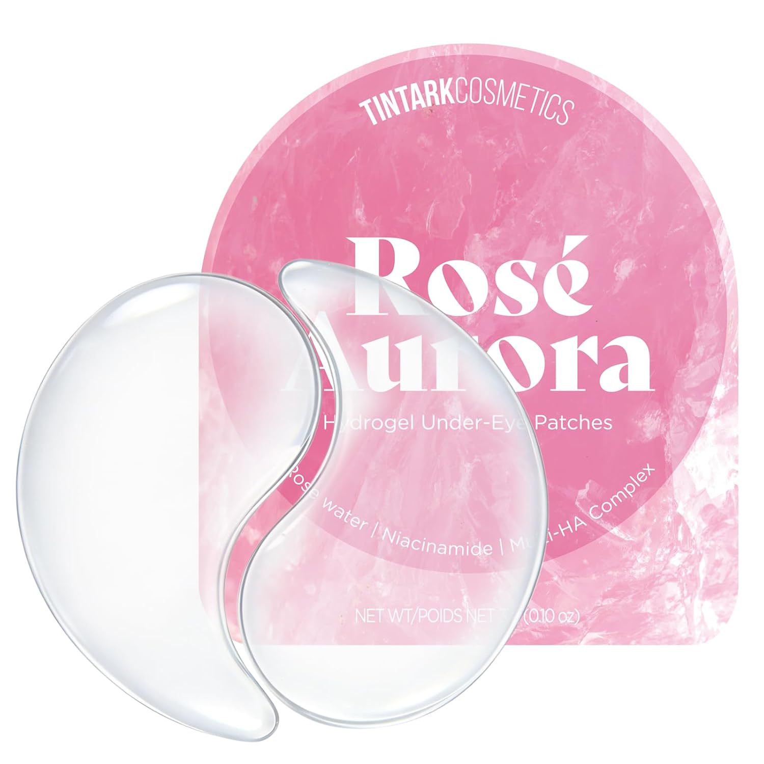 Tintark Soft Glow Deep Hydration Hydrogel Eye Patches (28 Pairs) - Rosé Aurora Calming Crystal Mask with Rose Water & Niacinamide for Dewy Skin - Plumping & Brightening Ritual for Smooth Makeup Base