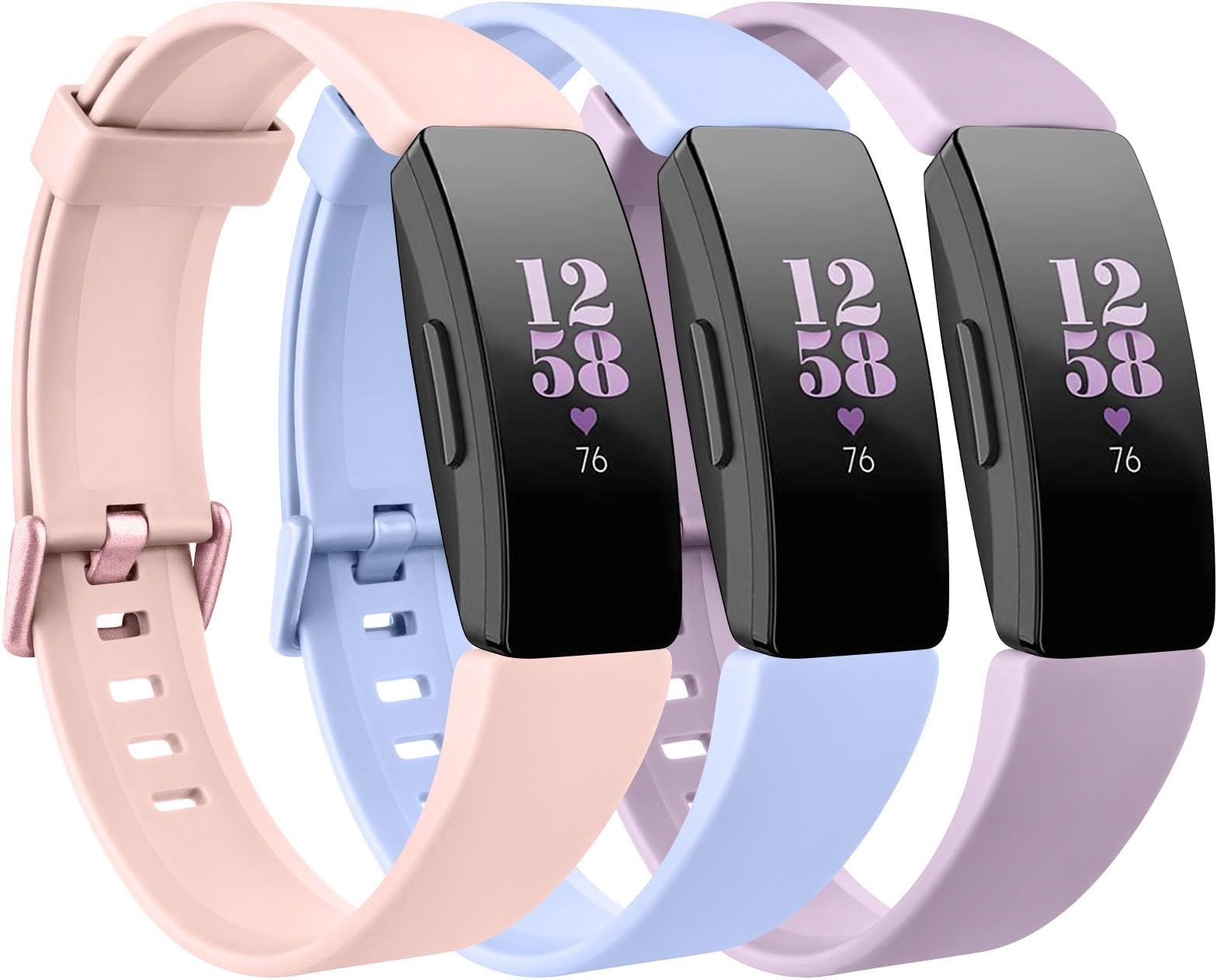 Fitbit Inspire HR & 2 Straps - Soft Silicone Sport Replacement for Women & Men