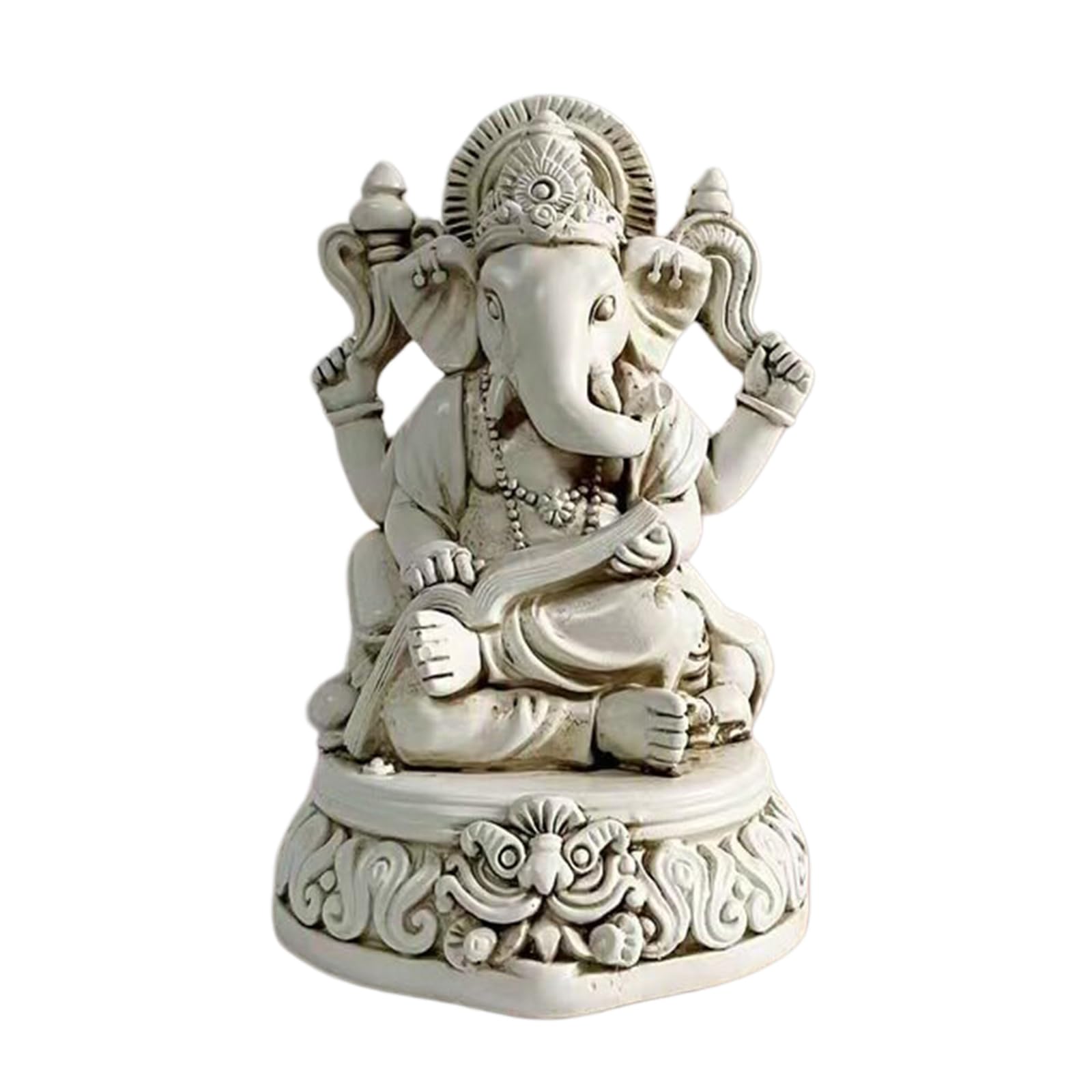 YXCQHZM 5.9 inch Elephant God Statue Ganesh Buddha Sitting on Lotus Pedestal Lord Blessing Home Decor (white)