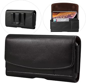Phone Holster for Samsung Galaxy S26 Ultra S25 Ultra A17 A16 A07 A06 A26 | Extra Large Belt Case for Moto G 5G, G Play, G Power 2026 2025 2024 | PU Leather Pouch Belt Holder with Clip Loop, Card Slots