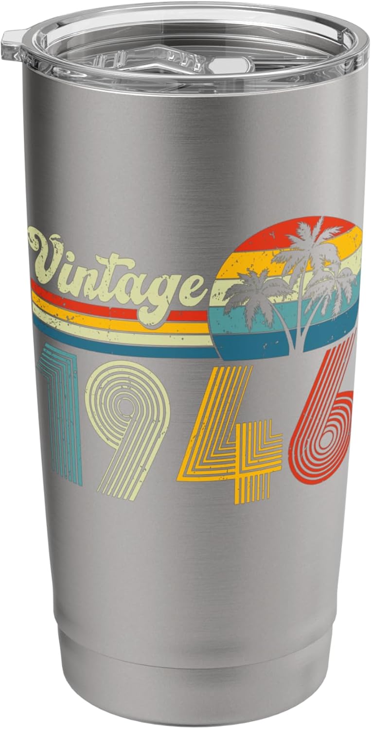 80 Years Old Gifts Vintage Made In 1946 Retro 80th Birthday Stainless Steel Insulated Tumbler