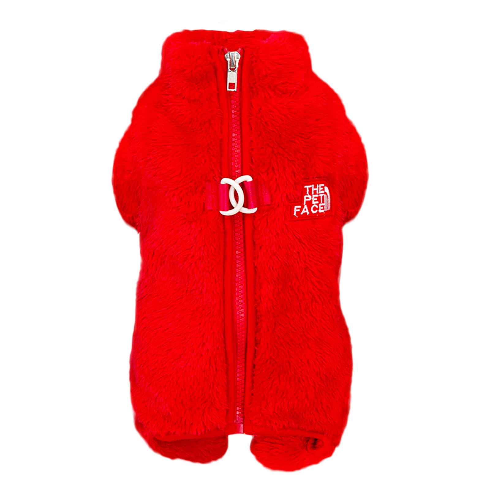 Izefia Dog Sweater Clothes Apparel Fleece Woolen Sweaters Onesie Winter Warm Sweat Shirt 4 Legs Jumpsuit Pajamas Trendy Pet Face Pattern Sweater for Small Dog Medium Cat Red M