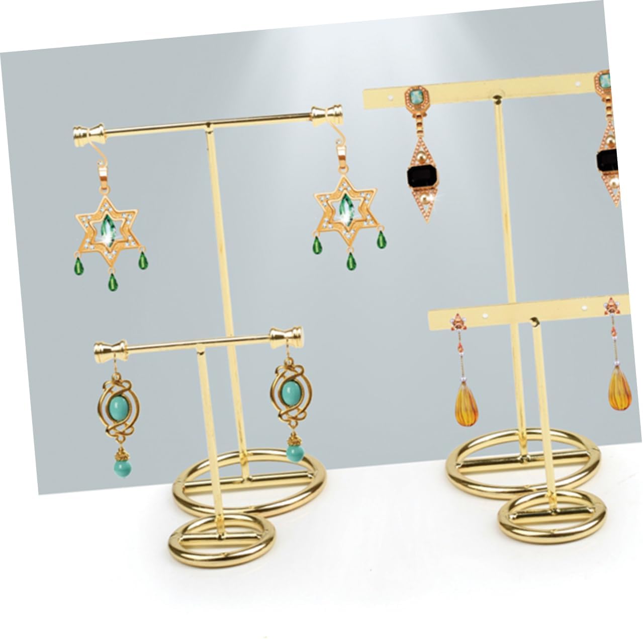 3pcs Jewelry Necklace T-shape Jewelry Organizer Ornaments Rack Earring Hanging Organizer Bracelet Display Stand Stud Earrings Metal Earring Holder Nordic Jewelry Rack (Goldenx2pcs 8*8.8CMx2pcs)