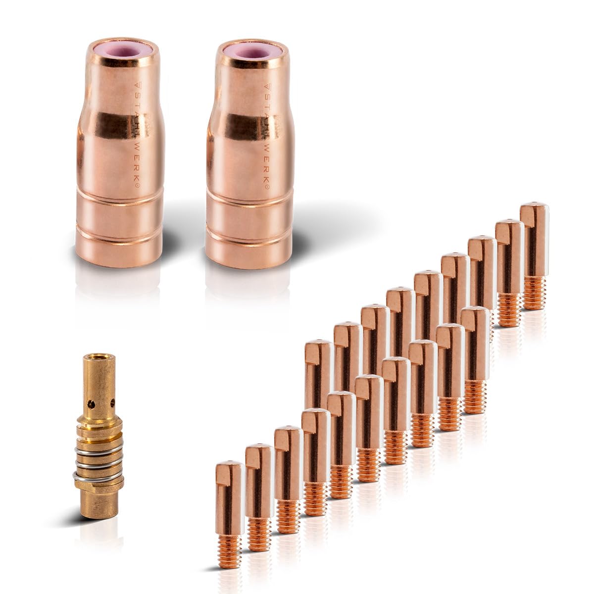 STAHLWERK FLUX AK15/MB15 Verschleißteile Set | 23-teiliges Original Schweißzubehör Set mit Fülldrahtdüsen | Für Profis i