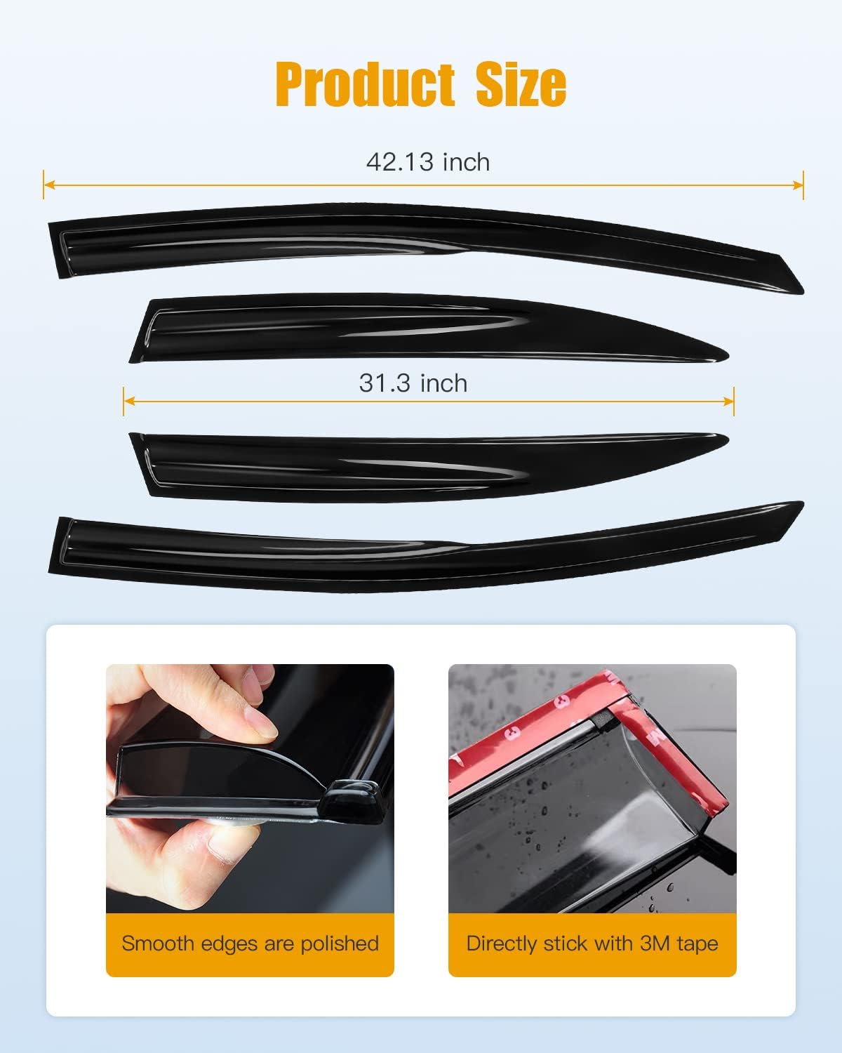 ROADFAR Fits for 2006-2011 for Honda Civic 4 Dr LX DX Sedan Window Outside Mount Window Deflector Rain Guard 4Pcs Set