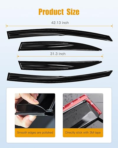 Miniatura 3 de ROADFAR Se adapta a Honda Civic 4 Dr LX DX Sedan 2006-2011 para ventana de montaje exterior, deflector de ventana, juego de 4 piezas