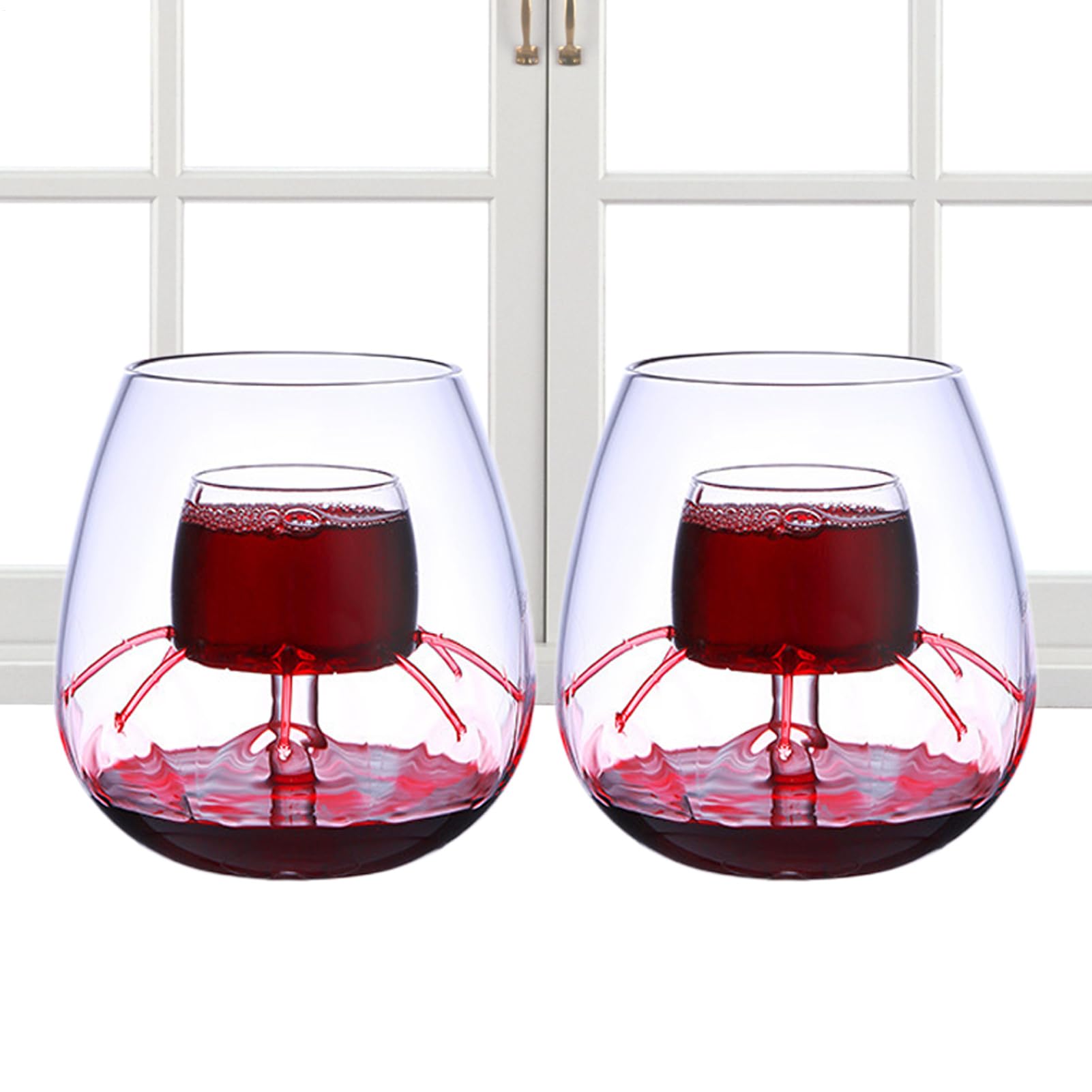 Belüften Weinglas - Belüften Zubehör | Transparent Brunneneffekt | Weinkaraffe Set für Rot, Kaffee, Tee