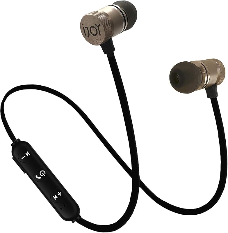 iJoy Auriculares deportivos inalámbricos Bluetooth IPX4 Auriculares deportivos a prueba de sudor con micrófono, auriculares con cancelación de ruido, auriculares con cancelación de ruido para entrenamiento, correr, gimnasio (dorado)