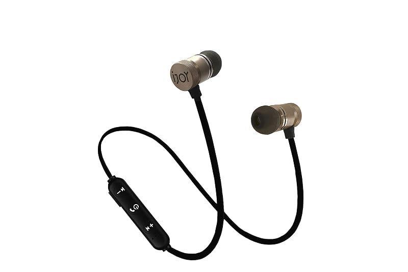 Fone de ouvido Bluetooth esportivo iJoy Force com microfone, proteção IPX4, controles por botão e cor dourada